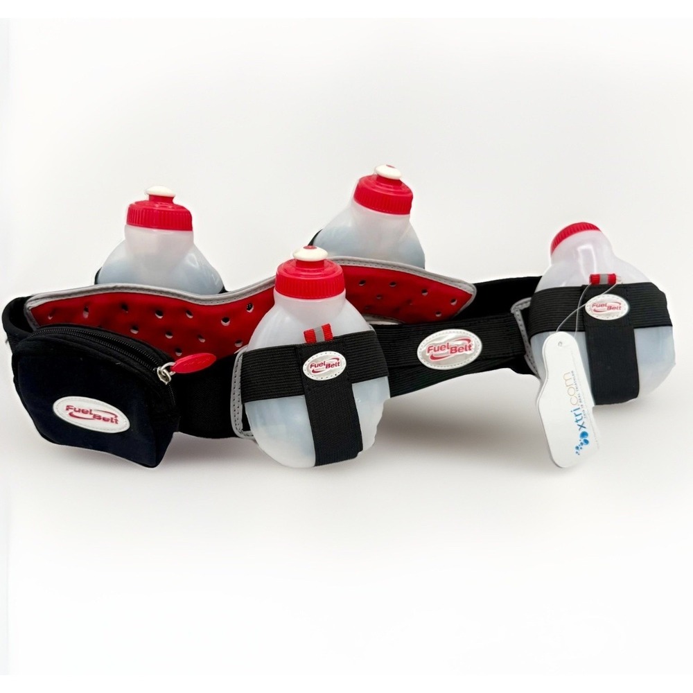 NEW FuelBelt Helium 4 Bottle Running Hydration Belt XL 36-38 w/ Bottles & Pocket